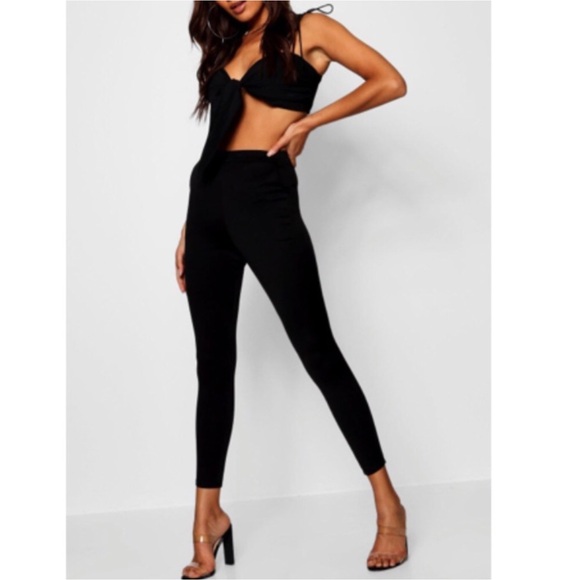 Boohoo Pants - NEW Boohoo Black Plaid Faux Leather High Rise Pants